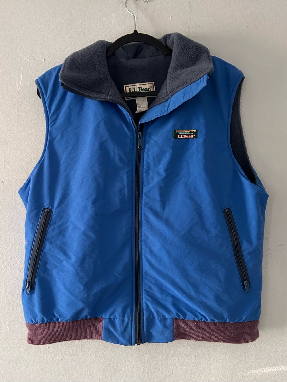 Vintage L.L. Bean Vest Men's Large Blue Full Zip Fleece Lined Made in USA 90s
